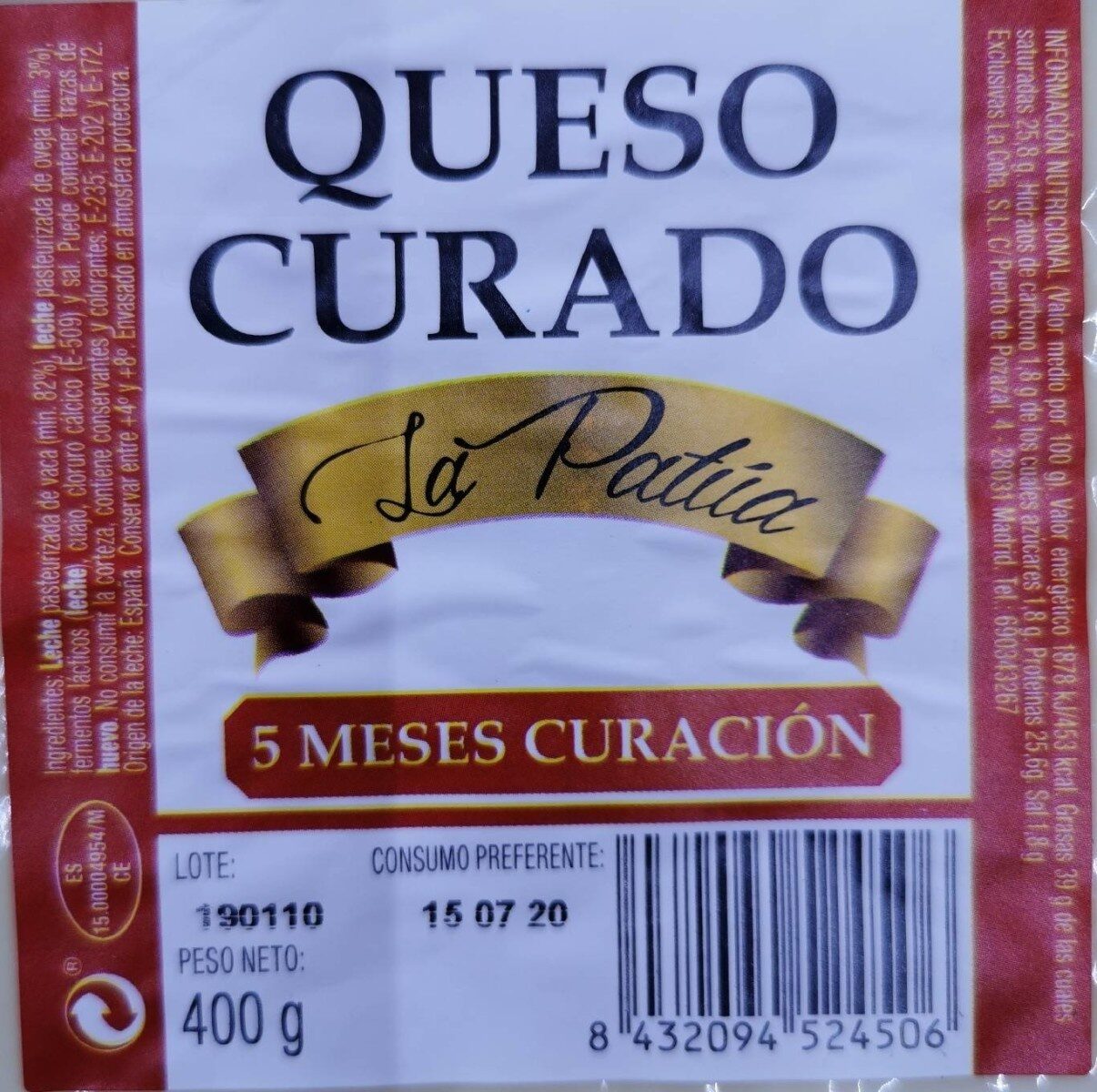 PAT.LISA PREMIUM QUESO CURAD